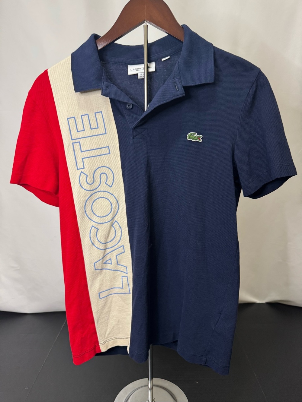 Lacoste Men’s Navy, Red & Cream Colorblock Polo men’s small.
